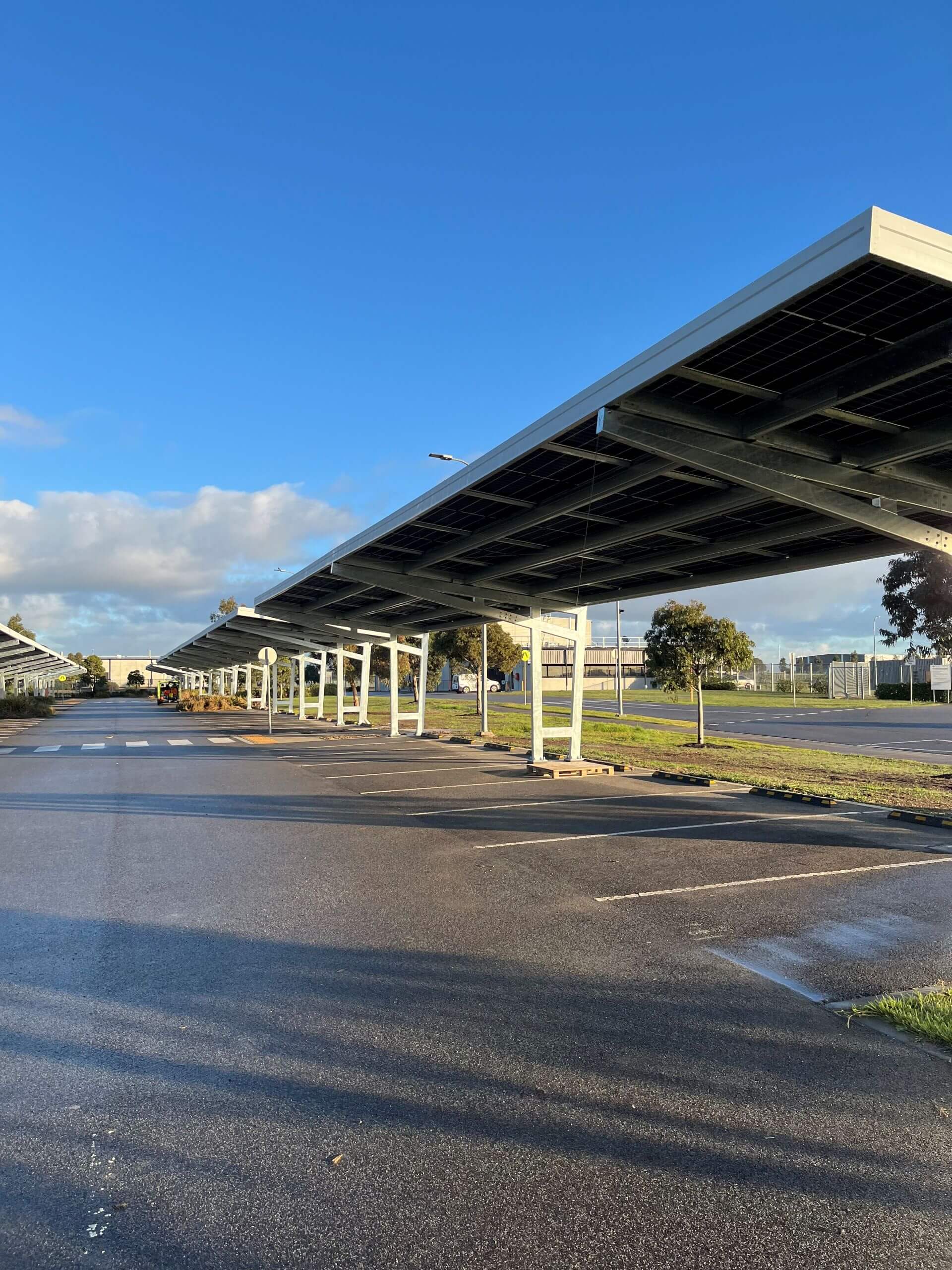 Solar Car Park providing shade and on-site solar renewable energy asset.